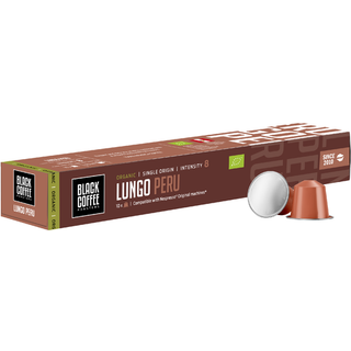 Black Coffee Lungo Peru kaffe 10 kapsler