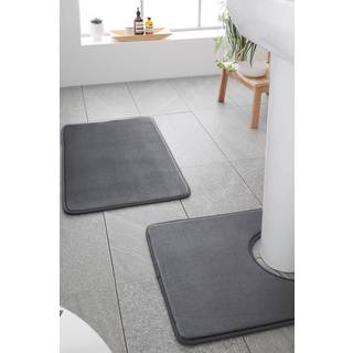 Catherine Lansfield Catherine Lansfield Grey Anti-Bacterial Memory Foam Bath Mat And Pedestal Mat