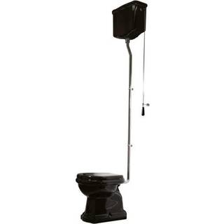 Lavabo Retro High toilet m/P-lås, Blank sort m/krom rør