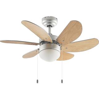 Lindby loftventilator med lys Minja, sølv, støjsvag, 78 cm