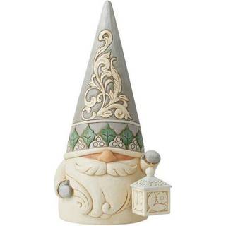 Enesco Jim Shore Heartwood Creek White Woodland Gnome med Lantern Figur 12,2 tommer flerfarvet