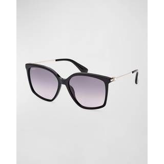 Max Mara Kvinde MM0055 JEWEL3 01B Solbriller Acetat Sort Grå Geometrisk Normal Skygge