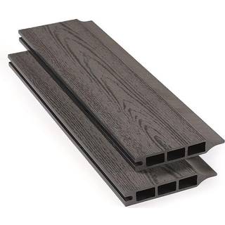 Kirkedal komposit hegnsbrædt K1 med træstruktur, sort - 25x150x4000 mm