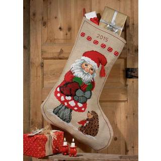 Julesok - Broderikit med Julesok til advent & gaver Nisse & Pindsvin- 41-4248