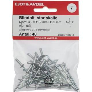 Ejot 101350 Blindnitte AVEX, stort kranium 4,8 x 10,3 mm, pakke med 25