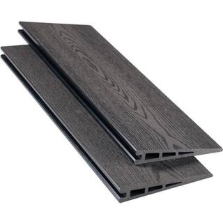 Kirkedal komposit hegnsbrædt K2 med træstruktur, sort - 25x150x4000 mm