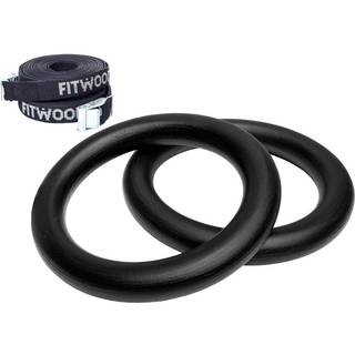 FitWood ULPU MINI Gymnastikringe 28mm - Sort overflade / Sort Strop