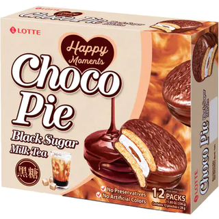 STOP MADSPILD (BEDST FØR 23/04/25) - Lotte Choco Pie Black Sugar Milk Tea 12 stk