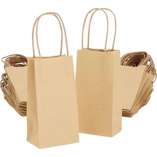 Juvale 50 -pack sm? brune gaveposer med h?ndtag - sm? kraftpapirposer til f?dselsdagsh?ndv?rk (3,5x2,4x7 in)