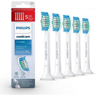 Philips Sonicare ?gte SimplyClean erstatning Tandb?rstehoveder 5 b?rstehoveder Hvid HX6015/03