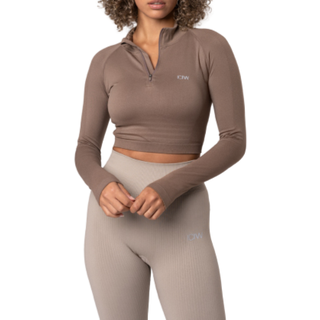 Define Cropped 1/4 Zip Desert Sand