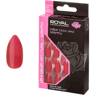 Royal Kunstige Negle Pillar Red Box Stiletto - 24 stk