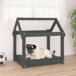 hundeseng 71x55x70 cm massivt fyrretræ grå