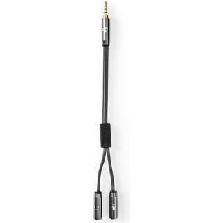 Nedis Stereo Audio kabel | 3.5 mm Hanstik | 2 x 3.5 mm Hunstik | Guldplateret | 0.20 m | Runde | Grå / Gun Metal Grå | Cover Window Box