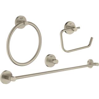 Grohe Essentials tilbehørssæt Tilbehørssæt 4 i 1, stang, ring, krog, papir, Børstet nikkel