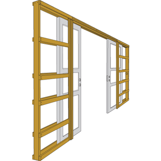 Swedoor skydevægselement hvid M15 t/2 725x2040mm dør 147mm modul 2 lag gips pr. sid