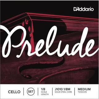 D'Addario J1010 Prelude Cello String Set 1/8 skala Medium spænding (1 sæt) -Solid stål kerne Varm tone økonomisk holdbar - Uddannere Valg til stu
