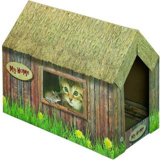 Kattehus af pap, 49 x 26 x 36 cm