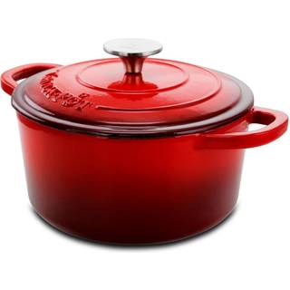 Crock-Pot Artisan Round emaljeret st?bejern hollandsk ovn 3-liter gradient r?d
