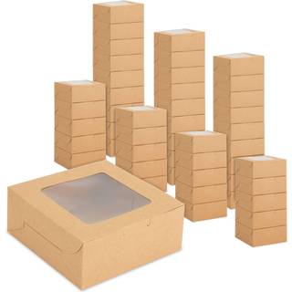 Juvale 50 Pack 6x6 Dessert Boxes med vindue bulkbageri containere til cookies cupcakes (kraft papir)