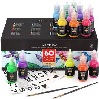 Arteza 3D Stof maling s?t p? 60 1 Fluid ounce Fin-tipflasker Permanent maling til udsmykning T-shirts Keramik Tekstiler og glas Metallic