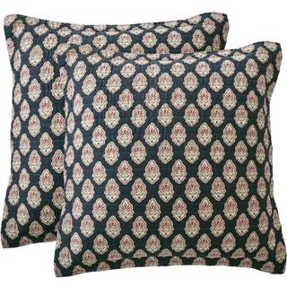 Levtex Home - Moreno - Euro Sham Sæt på to - (26x26in.) Ingen indsats -damask mønster - blåt rødt og guld