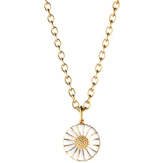 Georg Jensen Daisy Marguerit vedhæng 18 mm, forgyldt med hvid emalje