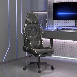 gamingstol med fodstøtte kunstlæder sort og camouflage