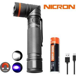 Nicron håndlygte B75 hvid/UV-lys 700lm genopl.