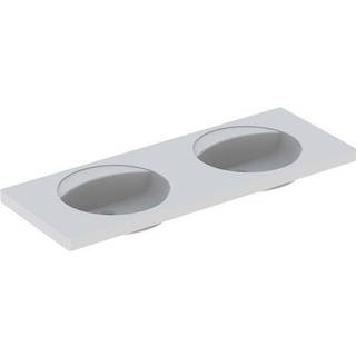 Geberit Preciosa dobbeltvask: B=130cm, T=55cm, Hanehul=Uden, Overløb=Uden, Hvid
