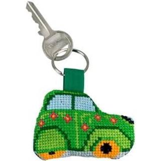 Broderikit Nøglering 7x5 cm - Grøn bil 11-6115