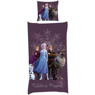 Frost sengetøj - 140x200 cm - Anna og Elsa - Nature is Magical - 100% bomulds sengesæt