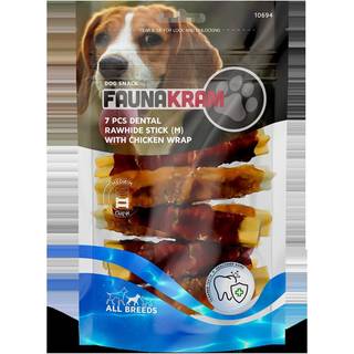 Faunakram dental sticks m. kyllingewrap, kornfri str. M - 180 g.