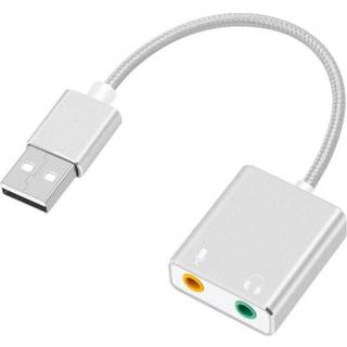 Universel Type-C lydadapter ekstern stereolydkort adapter med 3.5mm jackstik til høretelefoner og mikrofon - sølvfarvet