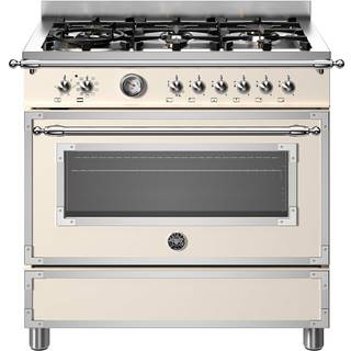 HER96L1EAVT Heritage gaskomfur med ovn, 90 cm, cremehvid