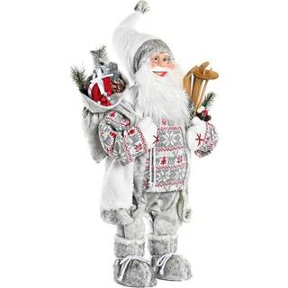 Julepynt DKD Home Decor Julemanden Hvid Rød Grå PVC Træ 32 x 20 x 64 cm