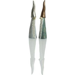 Nisser med metal farvede huer, sæt á 2 stk., H 15 cm