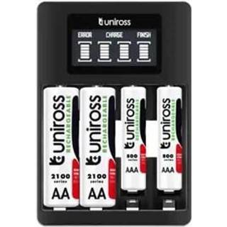 Uniross Ultra Fast Charger AA+AAA Batterioplader + 4 AA Batterier