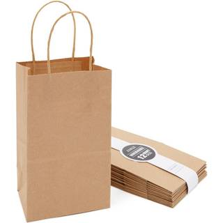 Juvale 12 Pack Small Gift Poss med h?ndtag 5,3 x 3 x 8,5 tommer bulk Kraft Paper Material Brown Poss til fest favoriserer godbidder