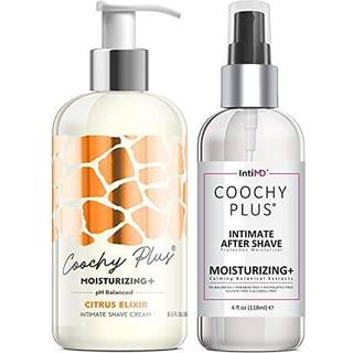 COOCHY PLUS INTIMT SHAVING Komplet kit - Citrus Elixir & Organic Efter barberbeskyttelse Beroligende fugtighedscreme - Antioxidant Formula forhin