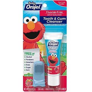Orajel Baby Elmo Tooth & Gum Cleanser Fluoridfri 1 fingerbørste 1 tandpasta 1oz; #1 Børnelæge anbefalet fluoridfri tandpasta*
