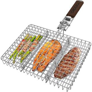 Ordora grillkurv fisk grill kurv rustproof rustfrit st?l bbq grillkurv til k?d b?f rejer gr?ntsager koteletter tunge grillkurv udend?rs grill til
