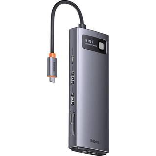 Baseus Hub 6in1 Metal Gleam 2 Series USB-C to 2xUSB 3.0 +USB-C + HDMI + USB-C PD + Ethernet RJ45 USB hub - Grå