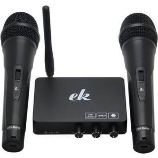 Karaokemaskine / karaokemixer med to trådløse mikrofoner og smart-tv-kompatibilitet