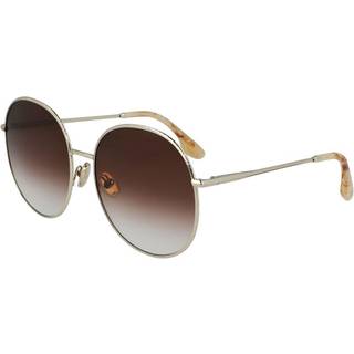Victoria Beckham Kvinde VB224S 702 Solbriller Metal Guld Brun Rund Skygge