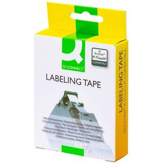 Q-connect TZe-tape 24mm x 8m ekstra klæb sort/hvid