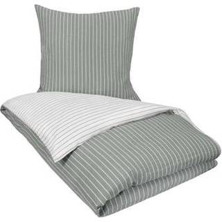 Bæk og Bølge dobbelt sengetøj 200x220 cm - Grønt sengesæt med striber i vendbart design - 100% bomuld - Krepp sengelinned - By Night