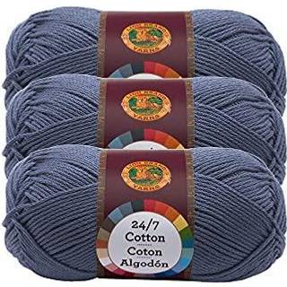 Lion Brand 24/7 bomuldsgarn garn til strikning af h?kling og h?ndv?rk denim 3 pakke