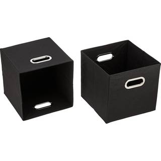 Husholdnings essentials 34-1 dekorativ opbevaringskub s?t med aftagelige l?g | Sort | 2-pack