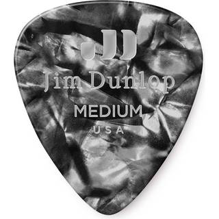 Jim Dunlop Dunlop 24483025112 Celluloid Guitar Picks Medium Black Pearloid 12-Pack